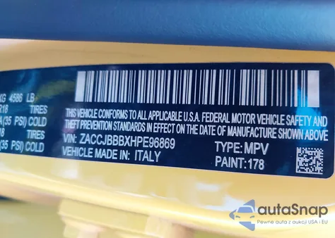 2017 Jeep Renegade Altitude 4X4 from USA, damaged, VIN ZACCJBBBXHPE96869